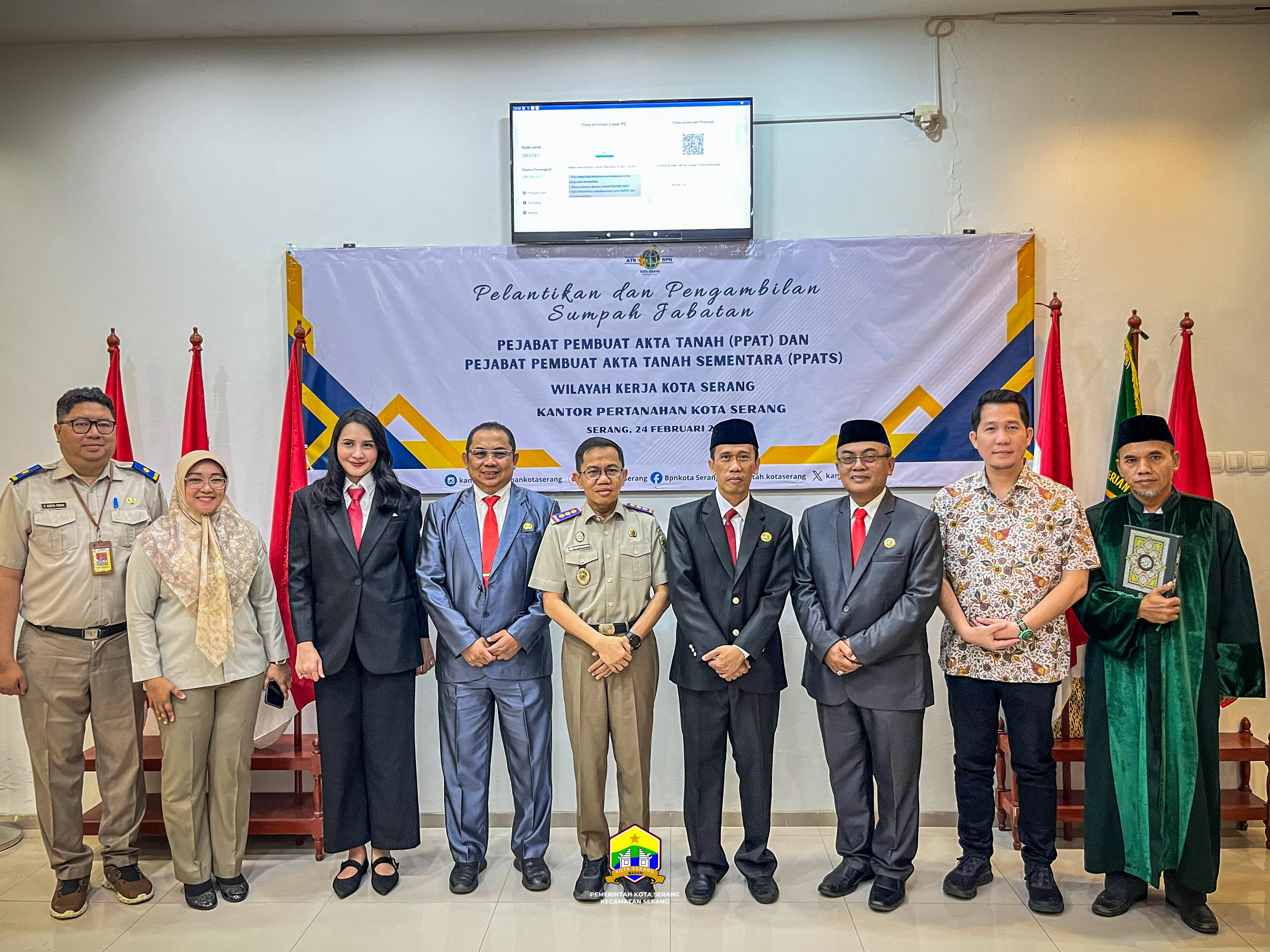 MENGIKUTI PELANTIKAN PEJABAT PEMBUAT AKTA TANAH SEMENTARA (PPATS) DI KANTOR BPN KOTA SERANG – SELASA, 24 FEBRUARI 2026